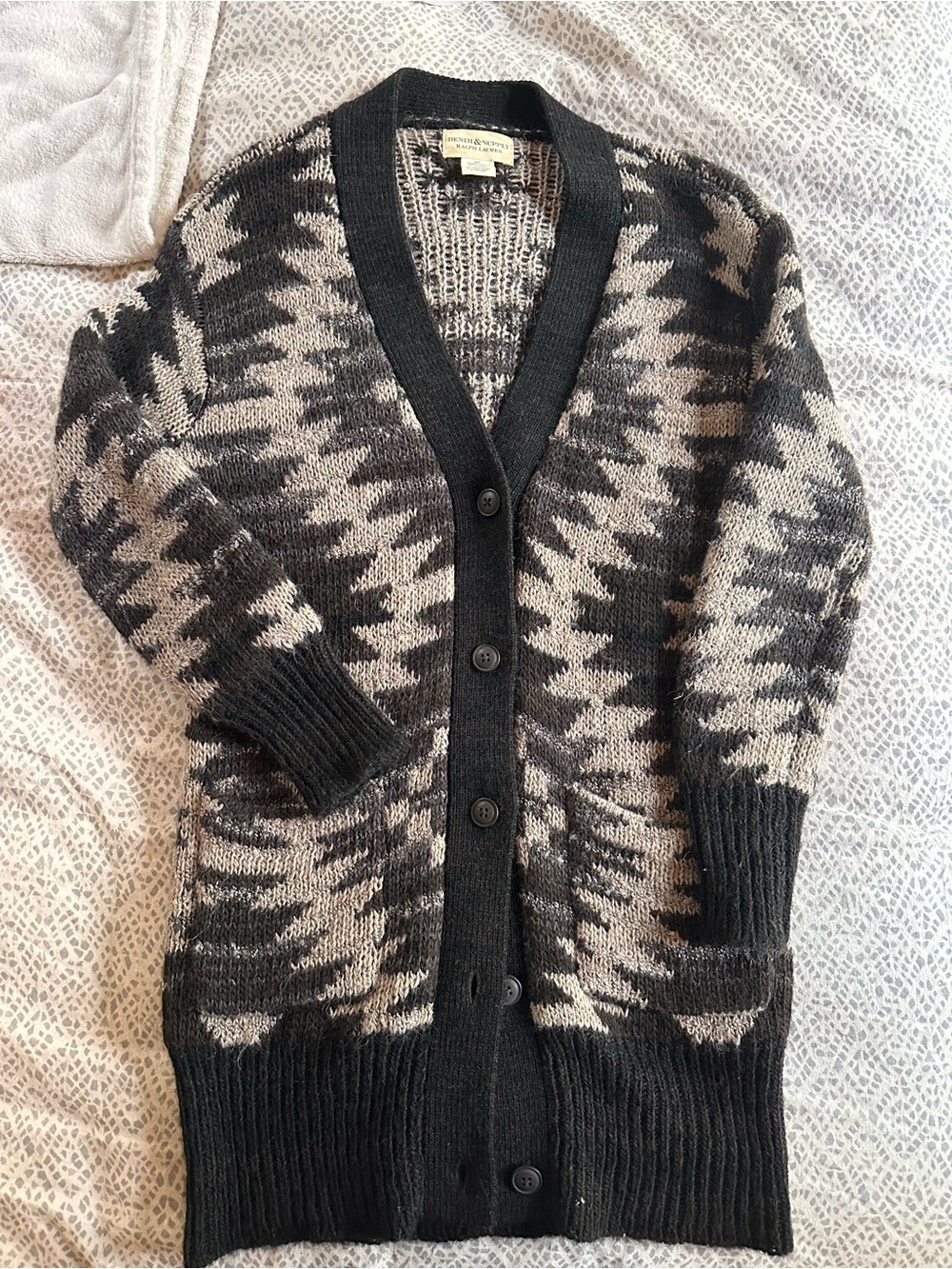 Ralph Lauren Denim & Supply Knit Cardigan in Black & Cream